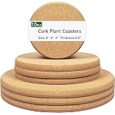 3 Sizes Cork Plant Coasters, 4/6/8 Inch Double Layers Thickened Cork Plant Mats, 10 Pcs Cork Coasters for Plants, Plant Coasters for House Plants