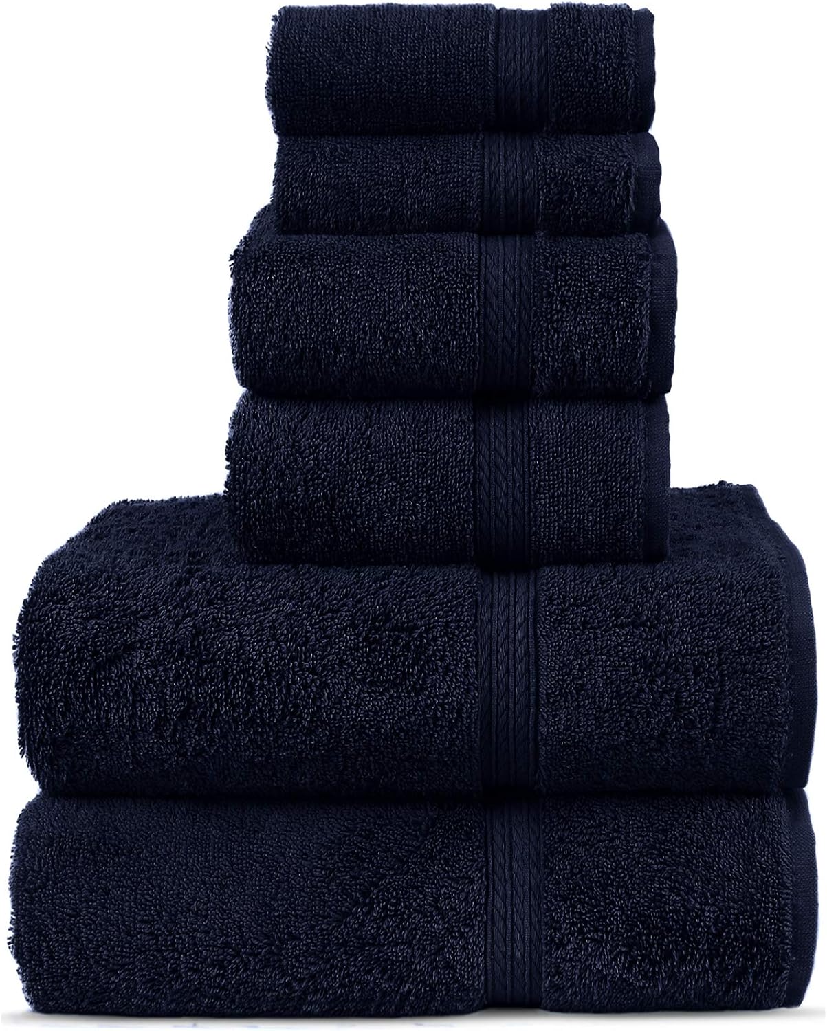 TURKUOISE TURKISH TOWEL Premium Turkish Cotton Double Border Towel Set - Eco Friendly,Bath Towels, Hand Towels, Wash Clothes (Wide Border-White, 6): Home & Kitchen