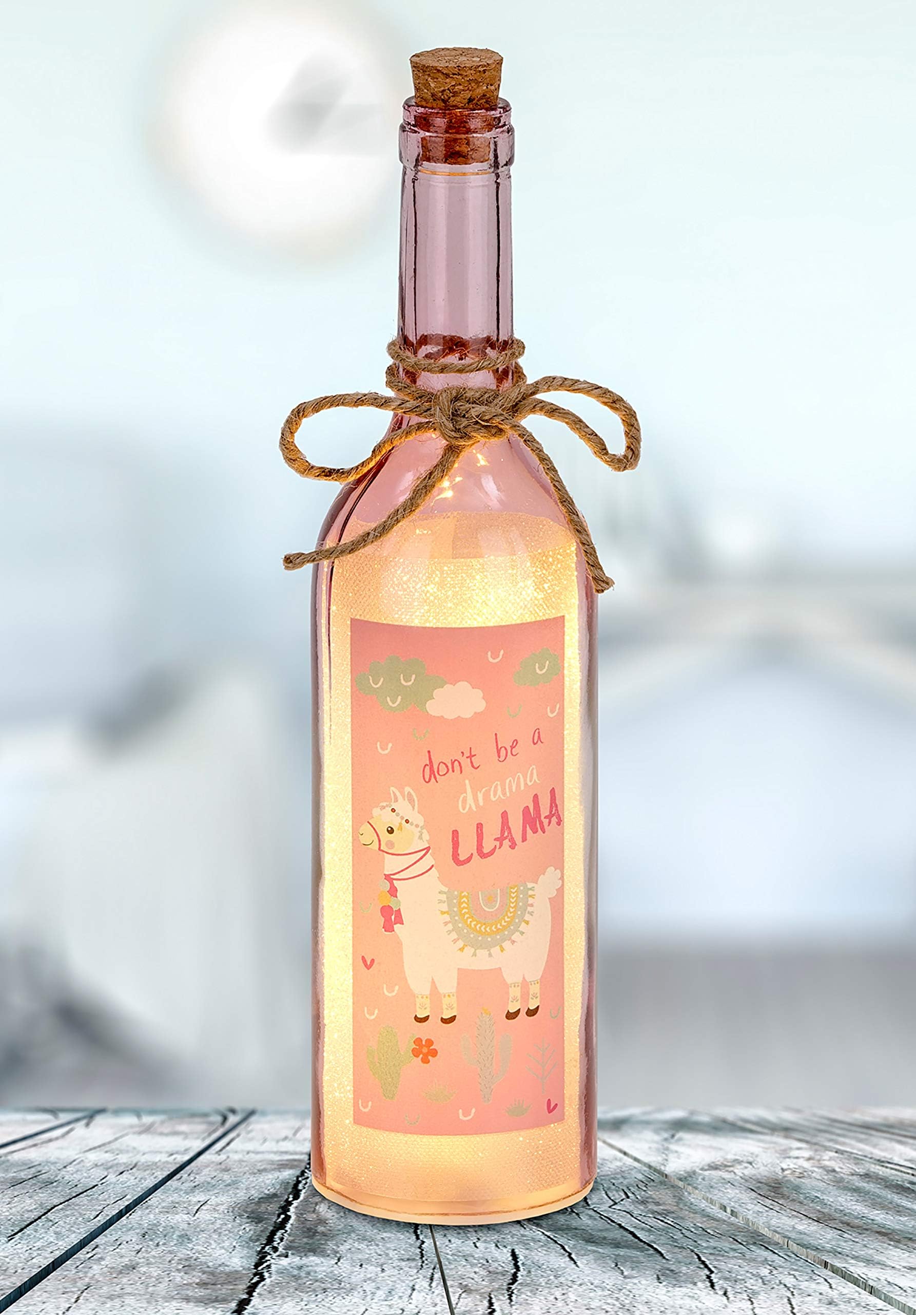 BRUBAKER Bottle Light with Imprint 'Don't Be A Drama Llama' and 5 LED Lights 2.9 x 11 Inches