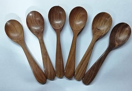 Raja handicraft Sisam Wooden Masala Spoon - Set Of 6 (Table Spoon Size)