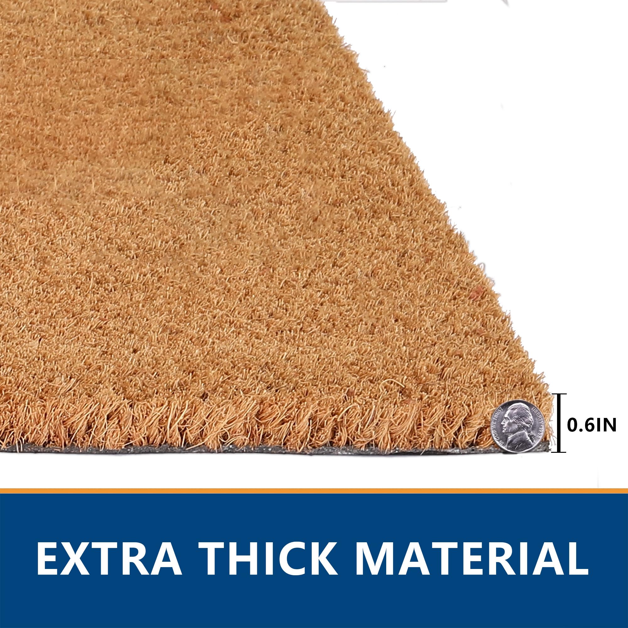 Fallovea Welcome Front Door Mats Combo Set, 100% Coco Coir Doormat with Welcome & Cute Pet Paw Prints + 28" x 43" Black and White Plaid Rug, Spring Front Porch Entryway Decor Indoor Outdoor Floor Mats - Image 6