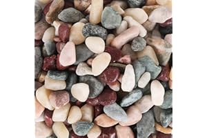 Ausluru 5lbs Natural River Rocks, Polished Pebbles for Plants Garden, 0.3-0.8 inch Decorative Countryside Stones, Ideal for Fish Tank, Vases, Home Decor and Garden Landscaping,Countryside