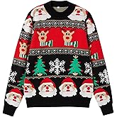 Hrxcrzco Unisex Ugly Christmas Sweaters Adult Long Sleeve Crewneck Sweaters Funny Top Pullover Xmas Party Family Gatherings