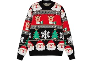 Hrxcrzco Unisex Ugly Christmas Sweaters Adult Long Sleeve Crewneck Sweaters Funny Top Pullover Xmas Party Family Gatherings