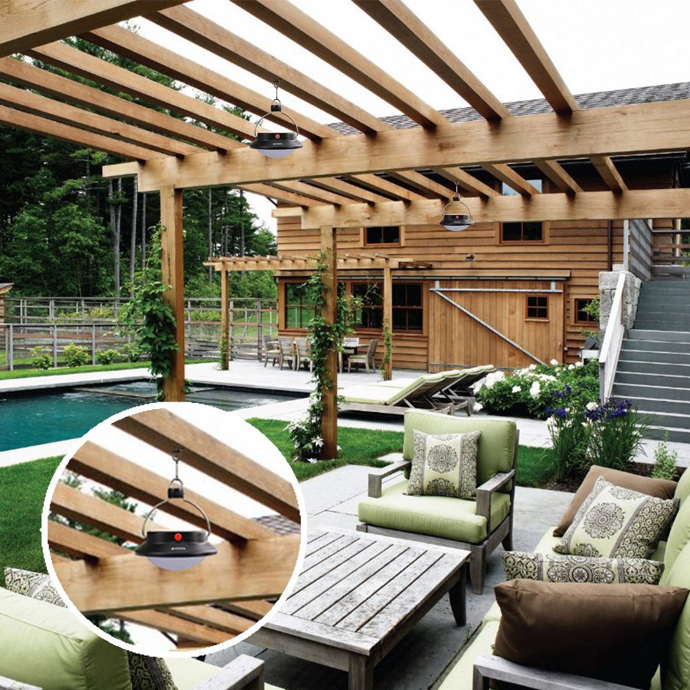 Zoweetek Portable Camping Light with 60 LEDs 360LM 5 Modes Outdoor Tent Lantern with Solar / Electricity Charging for Garden Hiking or Emergencies