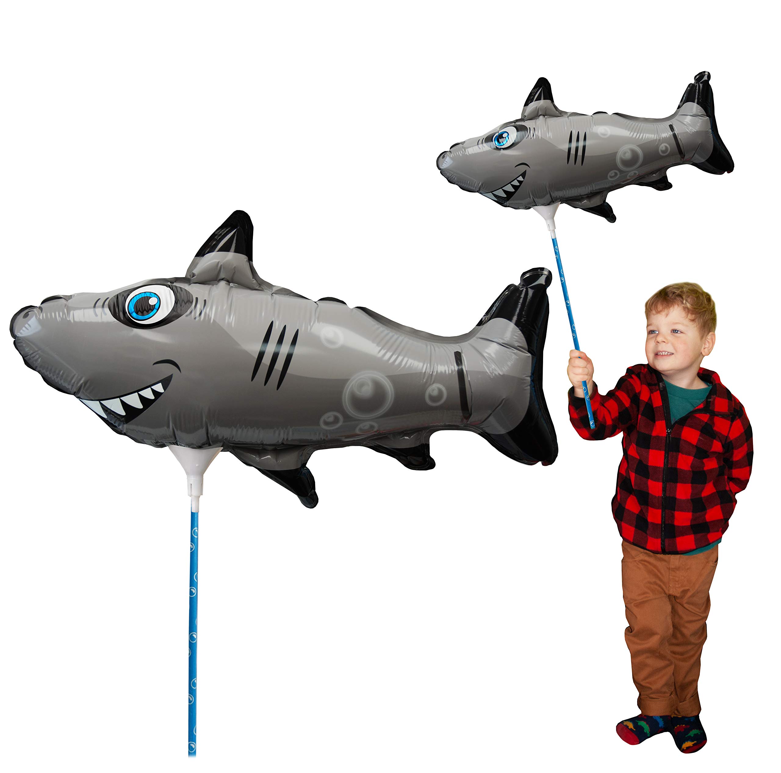 Ballooniacs - Shark Air Filled Animal Balloon from Deluxebase. A colourful and re-useable inflatable birthday party decoration for kids