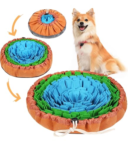 Vivifying Snuffle Mat For Dogs - 17x17 Inch, Adjustable, Slow Feeder & Mental Stimulation Toy (Yellow & Blue)