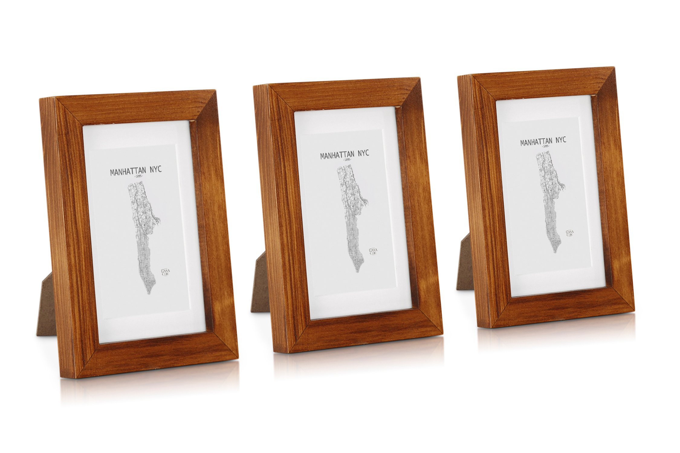 Casa Chic Set of 3 Picture Frames, 14x9 cm Photo Frame, Standing/Wall Mounted Photo Frames For Home & Office, Vertical/Horizontal Display, Real Glass & Wood, Passepartout Frame โ image 1