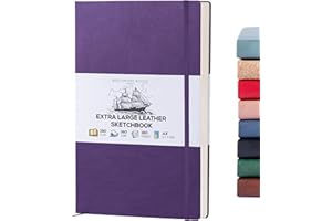 Beechmore Books A3 Sketchbook – 11.7x16.5" Premium Vegan Leather Bound Extra Large Sketch Book Hardcover, 160gsm 160 Perforat