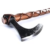 Norse Tradesman Two-Handed Viking Battle Axe, EN45 Steel, Ash Shaft | Viking axe &middot; EN45 spring-steel skegg head 55&ndash;58 RC &middot; leather-wrapped ashwood shaft &middot; ~2 lb &middot; Norse runes