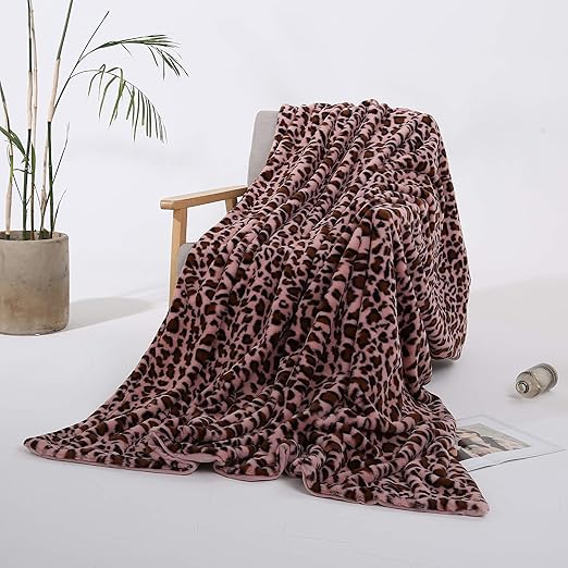 Styho Super Soft Blanket Leopard Print Mink Faux Fur Throw 160 x 200cm
