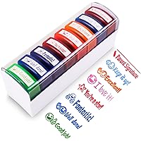 8 PCS Colorful Stamps for Teachers , Teacher Stamps Self Inking , Teacher Stamps for Classroom , Blue, Orange, Green, Red, Pi