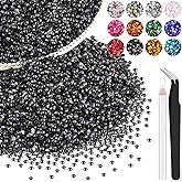 5000PCS 3mm Resin Rhinestones in Bulk (Black), Bedazzling Flatback Crystals for Crafts DIY Nail Decoration, Gems Charms for Tumbler Shoes Clothing Fabric with Pickup Pen and Tweezers