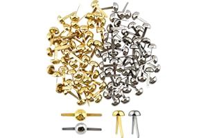 100 PCS Brads for Paper Crafts, Gold and Silver Split Pin Fasteners for Crafts Round Head Fasteners for DIY Art Projects Scra