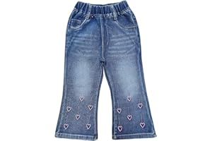Peacolate 2-10Years Little Big Girls Spring Fall Embroidered Jeans Trousers Pants for Children Kid