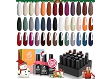 Beetles 20 Pcs Gel Nail Polish Kit- Glowing Attraction Collection Fall Winter Orange Burgundy Red Purple Gel Polish Set Gray 