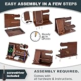 Teslyar Wood Phone Docking Station Ash Nightstand Organizer Brown view 8