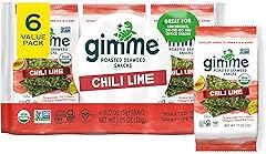 Gimme Seaweed Organic Premium Roasted Seaweed Snacks, Chili Lime, 6 Count, Keto, Vegan, Gluten-Free, Great Source of Omega3s 