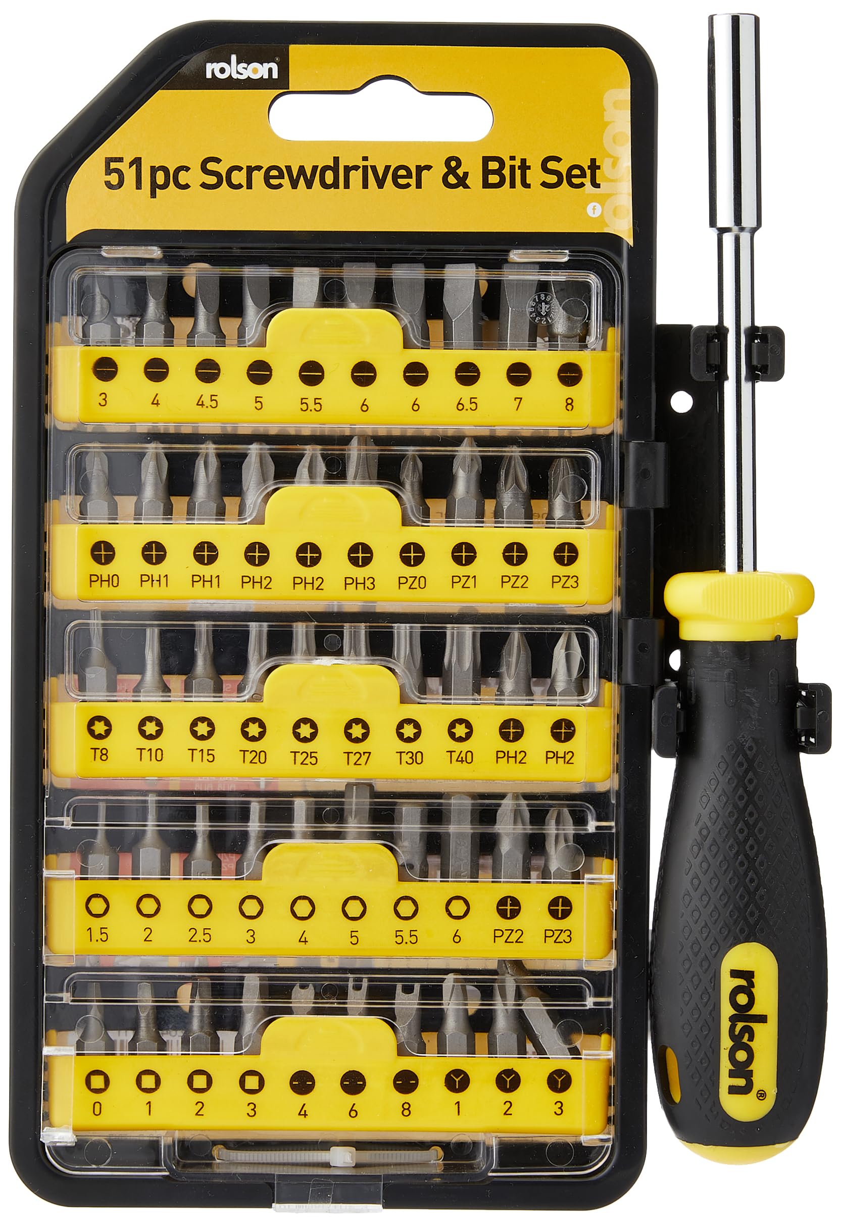 Rolson 28429 51 Pc Screwdriver & Bit Set
