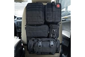 JIMIKAY Universal Tactical Seat ​Back Organizer Vehicle Molle Panel Organizer Storage Bag with 5 Detachable Molle Pouch for All Vehicel Such as Jeep,Truck,SUV, Car, Ford,Chevy etc
