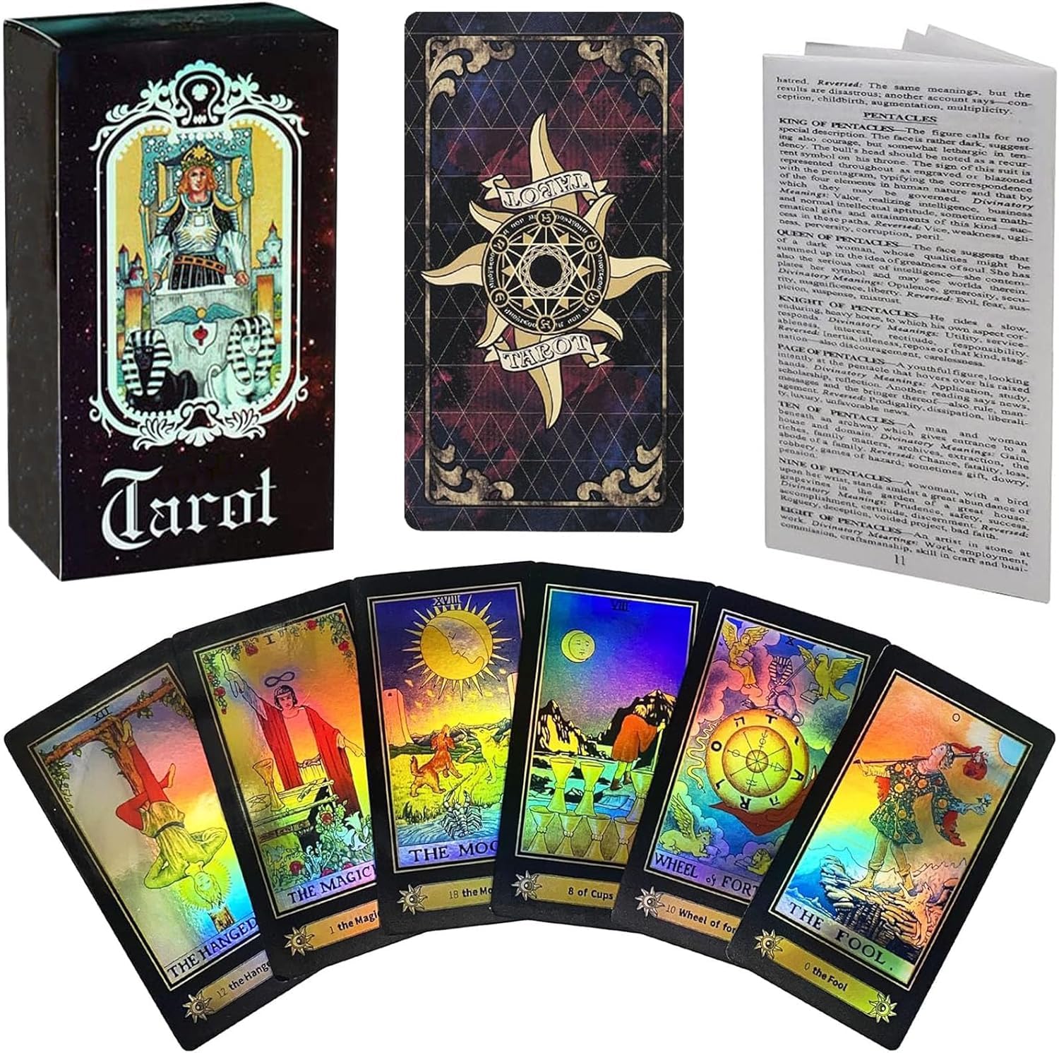 Jzhen Tarot Cards for Beginners, Tarot Cards Deck Vintage 78 Pcs Cards, Divination Future Telling Game Card Set with Guide Book