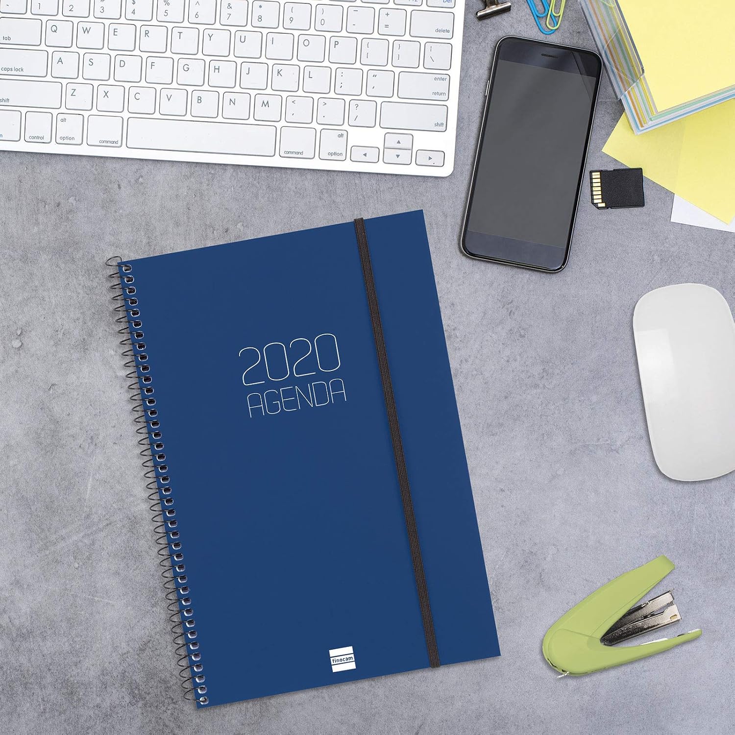 Finocam - Agenda 2020 Week View Vertical Spiral Opaque Catalan Blue - Image 3