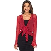Back From Bali Womens Sheer Shrug Bolero Long Sleeves Cropped Cardigan Lite Bell Sleeves
