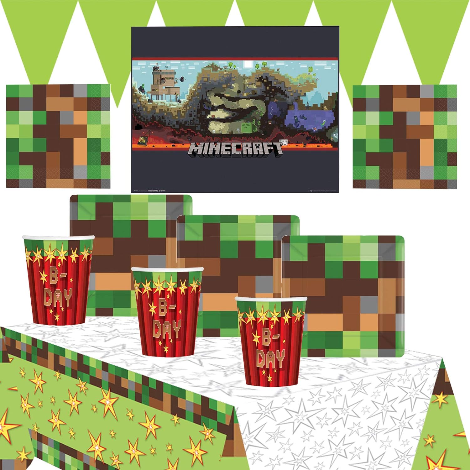 Pixel Tnt Party Kit 1 For 14 Children Licensed Minecraft Party