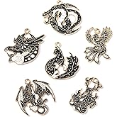 Ornazy 30 pcs 6 Styles Black Gothic Charms Halloween Black Phenix Eagle Crow Bird Fox Deer Charms Dragon Charms for Jewelry Making Keychains Earrings Women DIY Crafts