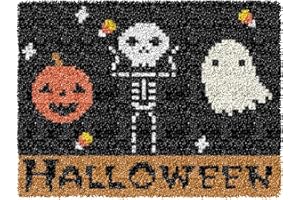 Ylkgogo Latch Hook Kits for Adults/Kids Crocheting Rug Pre-Printed Canvas Halloween Pattern Embroidery Tapestry Needlework Home Decor 20.5" X 15"