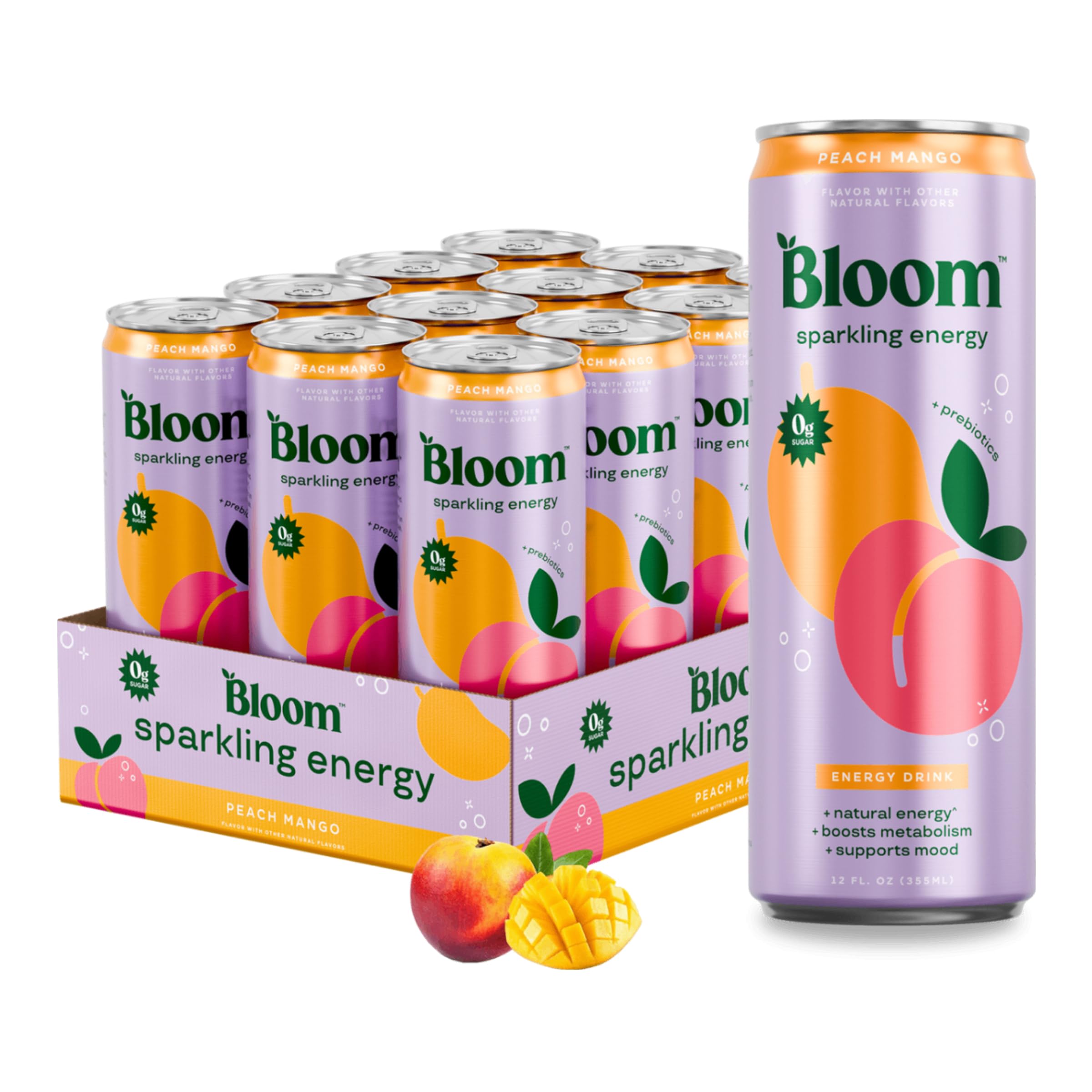 Photo 1 of ***01/2027***Bloom Nutrition Sparkling Energy Drink - Natural Caffeine, Zero Sugar, 180mg Caffeine - Antioxidant-Rich w/Green Coffee Bean, Green Tea Extract, Prebiotics - 12oz 12 pk