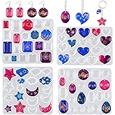 Actvty Earring Resin Mold with Holes, 4 Pieces Silicone Pendant Epoxy Molds, Jewelry Molds for Resin Casting, DIY Gem Cabochon, Earrings, Necklace, Jewelry, Keychain