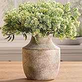 Mitt&Ditt Ceramic Flower Vase, 7.5 inch Off-White Farmhouse Rustic Vase, Handcrafted Weathered Pottery Vases, Small Flower Terracotta Vases for Home Decor, Living Room, Table, Shelf