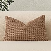 UGASA Velvet 12x20 Inch Lumbar Throw Pillow Cover, Both Sides Corduroy Striped, Soft Solid Decorative Rectangular Cushion Case for Couch/Bedroom/Car, 1 Piece, Light Brown