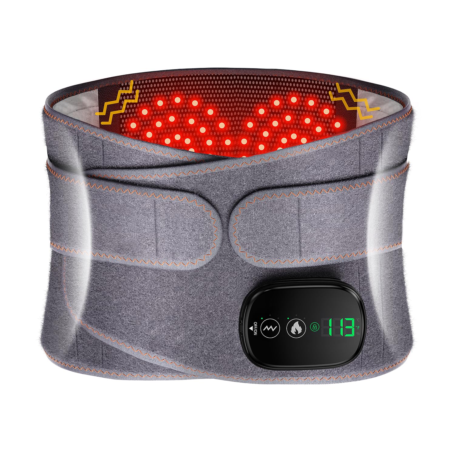 Photo 1 of Lower Back Massager with Heat, Heating Pad for Back, Stomach Heating Pad, Waist Belt Wrap with Heat Vibration 3 Levels Adjustable, Touchscreen Control, Adjustable Size, Gifts for Dad Mom (Grey)