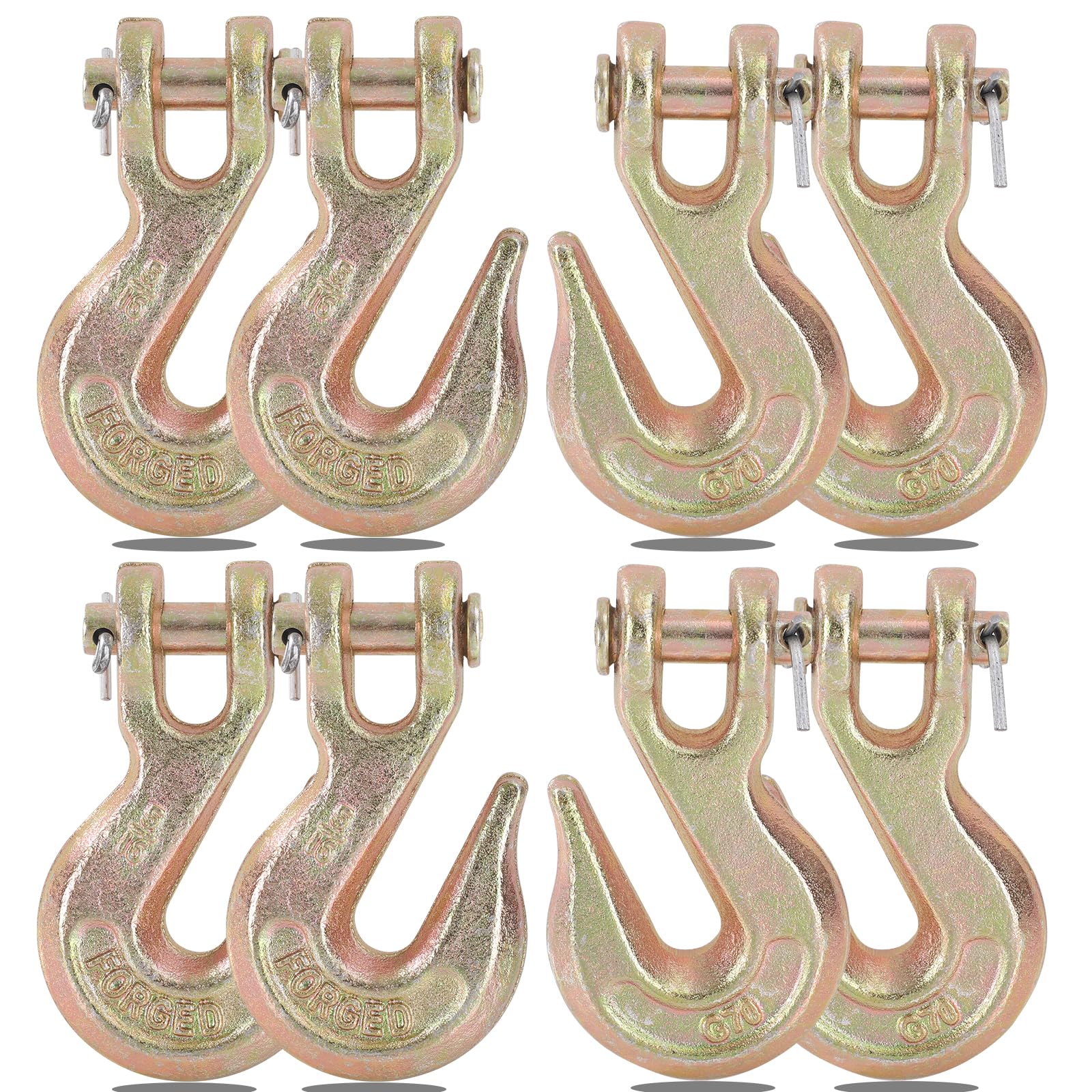 Photo 1 of 8 Pack 5/16" Clevis Grab Hooks, Grade 70 Forged Steel Chain Hook for 5/16 Inch Tow Chain, Heavy Duty Tow Hook 5400 Lbs Working Load Limit for Trailer Truck Transport