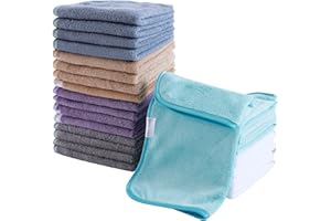 Cosy Family 24 Pack Soft Washcloths Set - 12 x 12 inches, Quick Drying - Highly Absorbent Coral Velvet Fingertip Towel Bathroom Wash Clothes for Bath, Spa, Facial, Kitchen - Warm Color