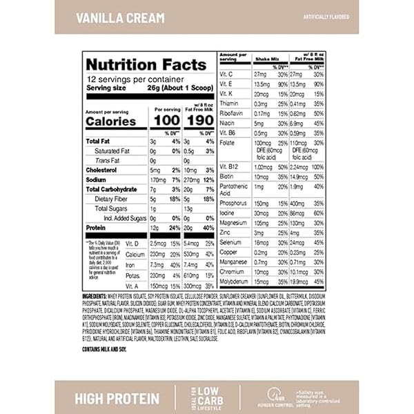 SLIMFAST ADVANCED NUTRITION HIGH PROTEIN MEAL REPLACEMENT SHAKE, VANILLA CREAM, 20G OF READY TO DRINK PROTEIN, 11 FL. OZ BOTTLE, 4 COUNT (PACKAGING MAY VARY)