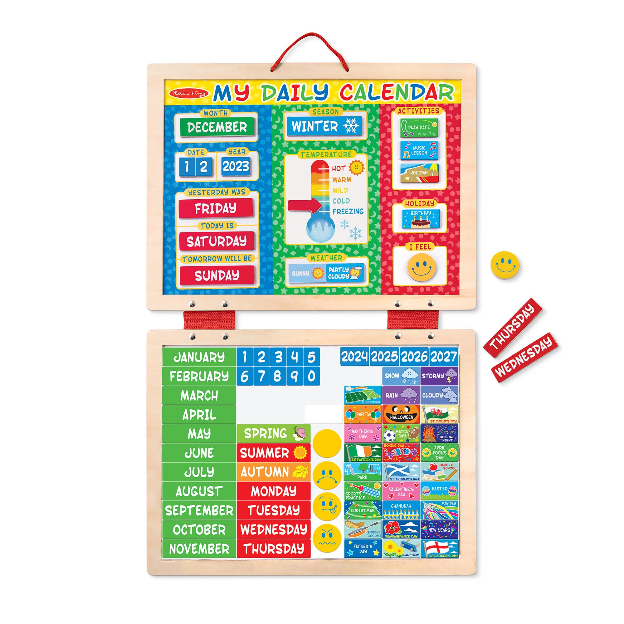 Melissa & Doug My First Daily Wooden Magnetic Calendar for Kids | Wooden Toys | Developmental Calendar Board | Educational Toy | 3+ | Gift for Boy or Girl