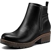 mysoft Women's Elastic Gore Lug Sole Chelsea Boots Slip On Platform Chunky Heel Ankle Booties