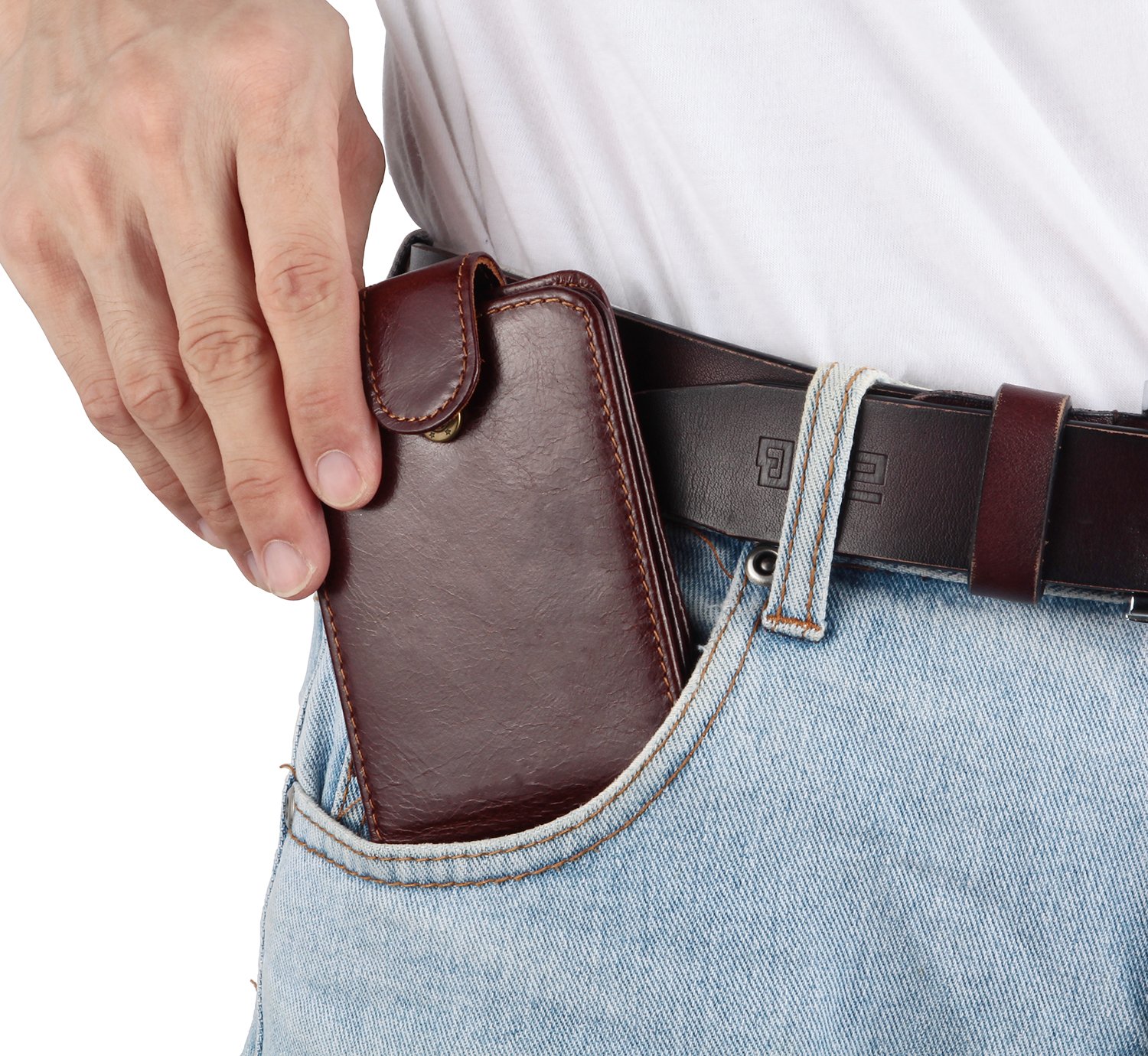 IDEAWIN Genuine Leather RFID Blocking Slim Trifold Front Pocket Wallet Card Wallet Card Holder