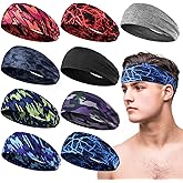 Men's Sweatbands for Workout and Sports - Camo Headband, Sweat Absorbing Wide Headband for Basketball, Football, Cycling, Running, Yoga, 4.7 x 9.8 Inch