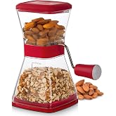 PrepWorks Manual Nut Chopper, Chop Nuts With Coarse and Fine Functions, Red | Grinds up to 1.5 Cups of Nuts, Seeds, or Herbs, Non-Skid Base for Stability While Chopping, Dishwasher Safe