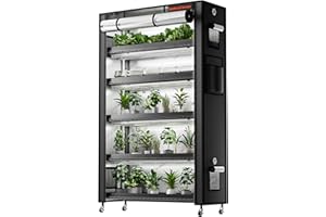 Spider Farmer 2025 Plant Stand with Grow Lights, 6-Tier Plant Shelf with 10Pcs 3ft Full Spectrum 220W Led Lamp and Grow Tent, for Veg Seed Starting Plants Growth Greenhouse 5000K 43Lx16Dx71H (Update)