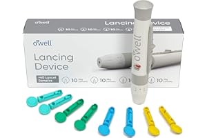 OWELL O Well Painless Design Lancing Device + 40 Twist Top Lancets for Blood Glucose & Keto Testing | Lancing Kit Includes: 1 Adjustable Lancing Device + 10 of 26g, 28g, 30g & 33g Lancets (40 Lancets)