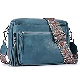 MEITRUE Crossbody Bags for Women, Vegan Leather Crossbody Purse Trendy Multi Pockets Shoulder Handbag with Tassel