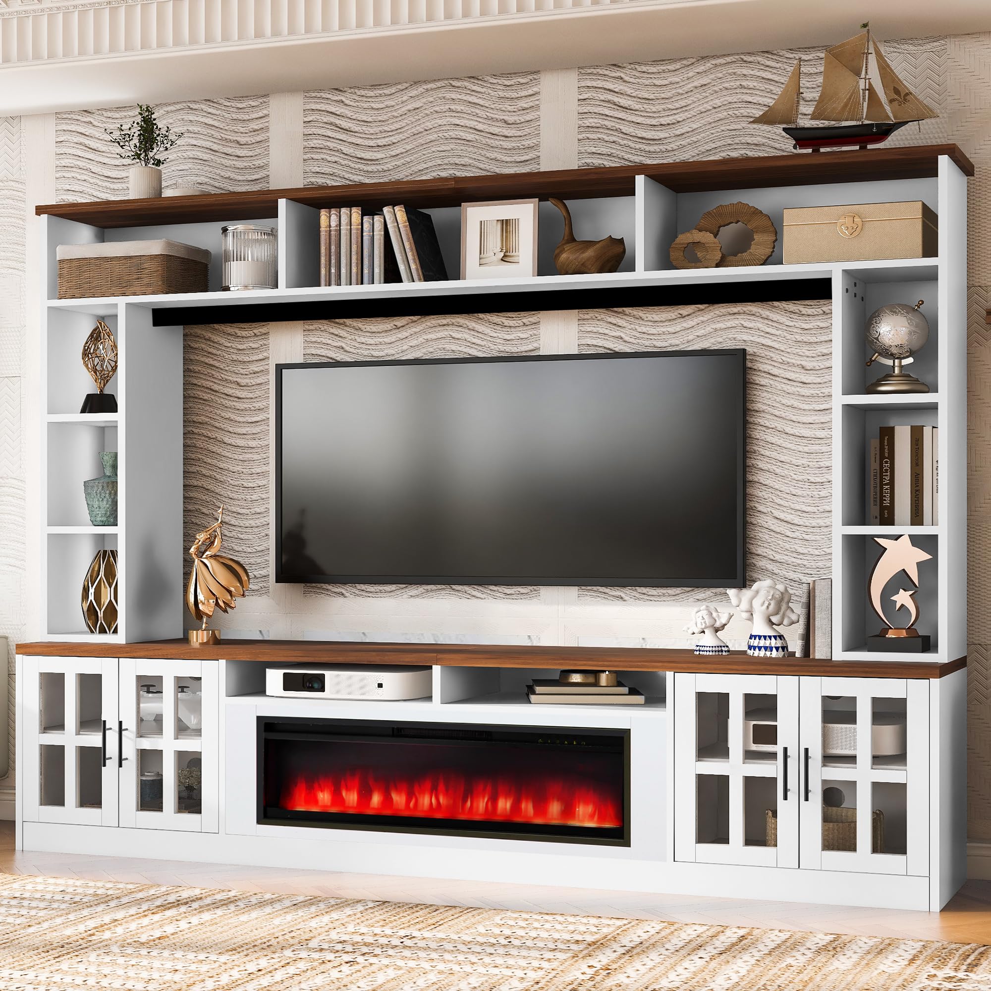 Photo 1 of ******************INCOMPLETE ITEM, THIS IS ONLY BOX #2 OUT OF 3 TOTAL**************
95.5in Entertainment Center with 39.4" Fireplace, TV Stand, Shelves, Fits 80" TVs, Wall Unit Media Console for Living Room, White