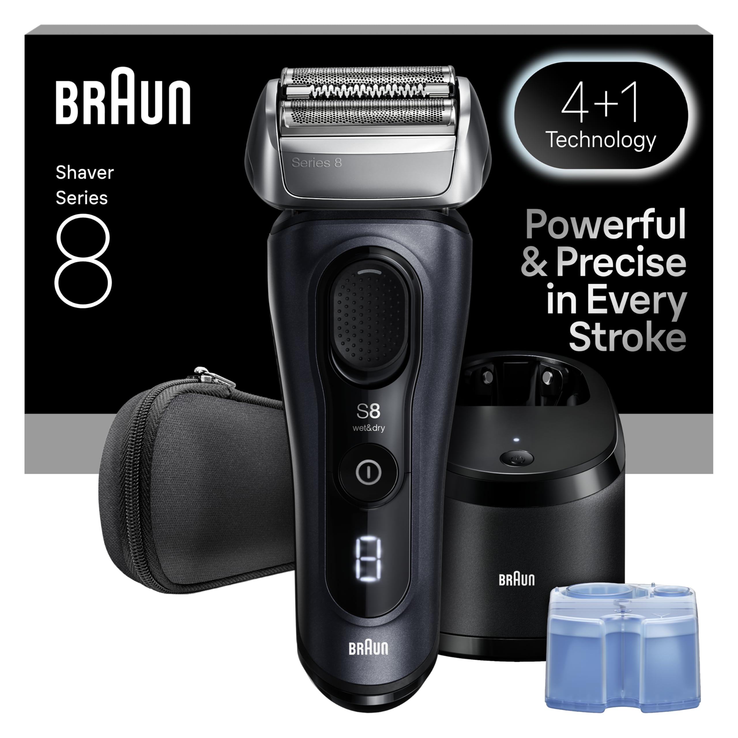 Photo 1 of Braun Series 8 8560cc Electric Razor for Men, 4+1 Shaving Elements & Precision Long Hair Trimmer, 5in1 SmartCare Center, Close & Gentle Even on Dense Beards, Wet & Dry Electric Razor, 60min Runtime