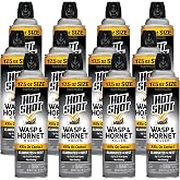 Hot Shot Wasp &amp; Hornet Killer Aerosol Spray 17.5Oz, Kills on Contact, 12 Pk | Kills Wasps, Hornets, Yellowjackets &amp; More on Contact, Up to 27 Foot Jet Spray, For Outdoor Use, Non-Staining