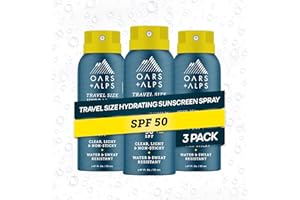Oars + Alps Sunscreen Spray for Face & Body Spray Sunscreen Infused with Vitamin C & Antioxidants, No White Residue, Water & Sweat Resistant, All Skin Types, Lightweight, Hydrating